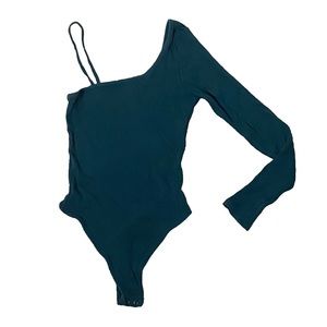 American Eagle 🦅 Green Ribbed Long Sleeve Asymmetrical Bodysuit